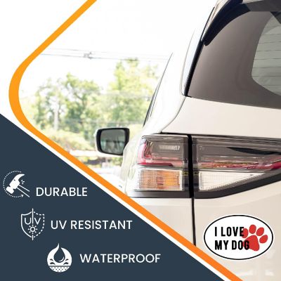 Magnet Me Up I Love My Dog Black and White with Red Paw Print Oval Magnet Decal, 4x6 Inches, Heavy Duty Automotive Magnet for Car Truck SUV Image 2