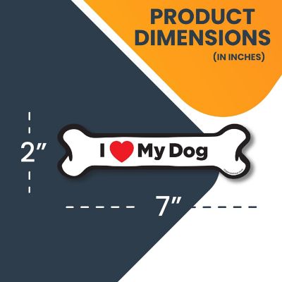 Magnet Me Up I Love My Dog Bone Magnet Decal, 2x7 Inches, Heavy Duty Automotive Magnet for Car truck SUV Image 1