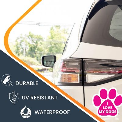 Magnet Me Up I Love My Dogs Pink Pawprint Magnet Decal, 5 Inch, Heavy Duty Automotive Magnet for Car Truck SUV Image 2
