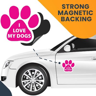 Magnet Me Up I Love My Dogs Pink Pawprint Magnet Decal, 5 Inch, Heavy Duty Automotive Magnet for Car Truck SUV Image 3
