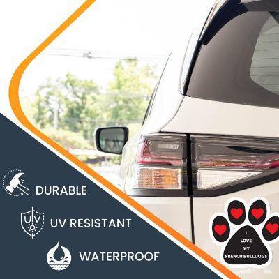 Magnet Me Up I Love My French Bulldogs Pawprint Magnet Decal, 5 Inch, Heavy Duty Automotive Magnet for Car Truck SUV Image 2