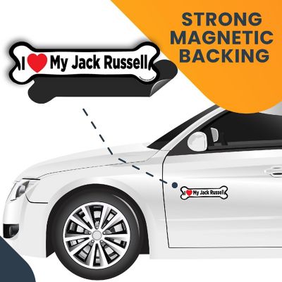 Magnet Me Up I Love My Jack Russell Dog Bone Magnet Decal, 2x7 Inches, Heavy Duty Automotive Magnet for Car Truck SUV Image 3