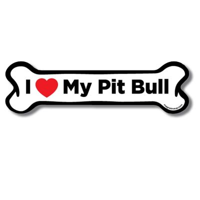 Magnet Me Up I Love My Pitbull Dog Bone Magnet Decal, 2x7 Inches, Heavy Duty Automotive Magnet for Car Truck SUV Image 1