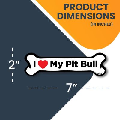 Magnet Me Up I Love My Pitbull Dog Bone Magnet Decal, 2x7 Inches, Heavy Duty Automotive Magnet for Car Truck SUV Image 1