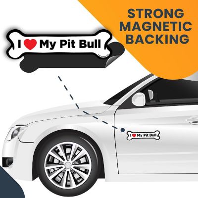Magnet Me Up I Love My Pitbull Dog Bone Magnet Decal, 2x7 Inches, Heavy Duty Automotive Magnet for Car Truck SUV Image 3