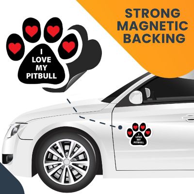 Magnet Me Up I Love My Pitbull Pawprint Magnet Decal, 5 Inch, Heavy Duty Automotive Magnet for Car Truck SUV Image 3