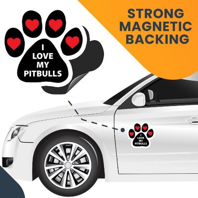 Magnet Me Up I Love My Pitbulls Pawprint Magnet Decal, 5 Inch, Heavy Duty Automotive Magnet for Car Truck SUV Image 3