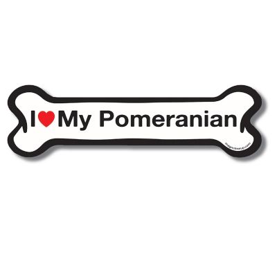 Magnet Me Up I Love My Pomeranian Dog Bone Magnet Decal, 2x7 Inches, Heavy Duty Automotive Magnet for Car Truck SUV Image 1