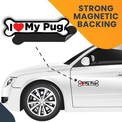 Magnet Me Up I Love My Pug Dog Bone Magnet Decal, 2x7 Inches, Heavy Duty Automotive Magnet for Car truck SUV Image 3