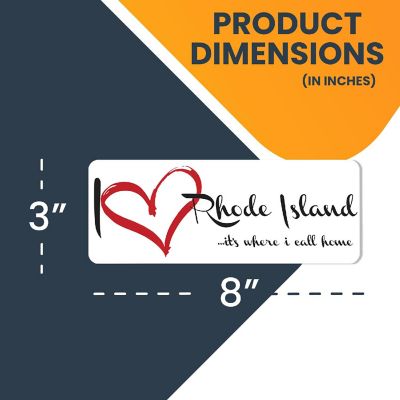 Magnet Me Up I Love Rhode Island, It's Where I Call Home US State Magnet Decal, 3x8 Inches Heavy Duty Automotive Magnet for Car Truck SUV Image 1