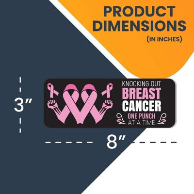 Magnet Me Up knocking Out Breast Cancer Awareness Magnet Decal, 3x8 Inches, Heavy Duty Automotive Magnet For Car Truck SUV Or Any Other Magnetic Surface Image 1
