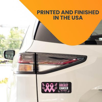 Magnet Me Up knocking Out Breast Cancer Awareness Magnet Decal, 3x8 Inches, Heavy Duty Automotive Magnet For Car Truck SUV Or Any Other Magnetic Surface Image 2