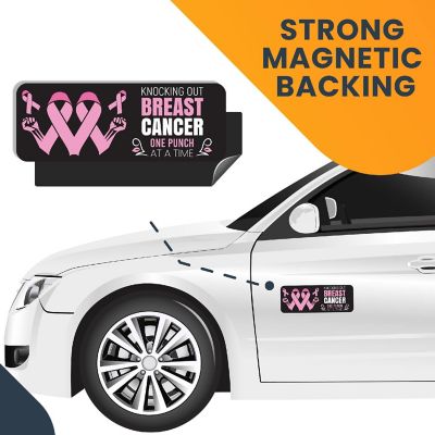 Magnet Me Up knocking Out Breast Cancer Awareness Magnet Decal, 3x8 Inches, Heavy Duty Automotive Magnet For Car Truck SUV Or Any Other Magnetic Surface Image 3