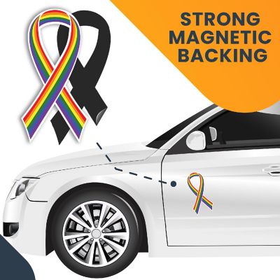 Magnet Me Up LGBTQ Gay Pride Flag Ribbon in Support of LGBTQ Rights Magnet Decal, 3.5x7 Inches, Waterproof for Car, Truck, SUV or Any Other Magnetic Surfaces Image 3