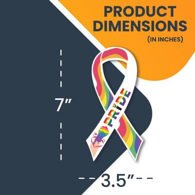 Magnet Me Up LGBTQ Gay Pride Ribbon in Support of LGBTQ Rights Magnet Decal, 3.5x7 Inches, Waterproof for Car, Truck, SUV or Any Other Magnetic Surfaces Image 1