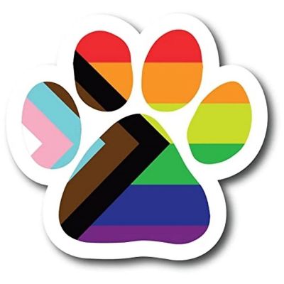Magnet Me Up LGBTQ Progress Pride Pawprint Magnet Decal, 5 Inch, Heavy Duty Automotive Magnet for Car Truck SUV Image 1