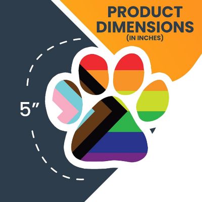 Magnet Me Up LGBTQ Progress Pride Pawprint Magnet Decal, 5 Inch, Heavy Duty Automotive Magnet for Car Truck SUV Image 1