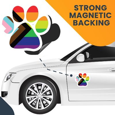 Magnet Me Up LGBTQ Progress Pride Pawprint Magnet Decal, 5 Inch, Heavy Duty Automotive Magnet for Car Truck SUV Image 3