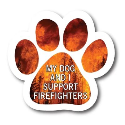 Magnet me Up My Dog and I Support Firefighters Magnet Decal, 5 Inches, Heavy Duty Automotive Magnet for Car truck SUV Image 1