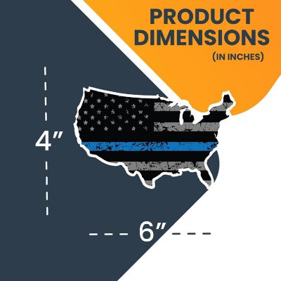 Magnet Me Up Patriotic Distressed Thin Blue Line American Flag In The Shape Of The United States Magnet Decal, 4x6 Inches, Automotive Magnet for Car Truck SUV Image 1