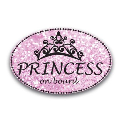 Magnet Me Up Princess On Board Pink Oval Magnet Decal, 4x6 Inches, Heavy Duty Automotive Magnet for Car Truck SUV Image 1