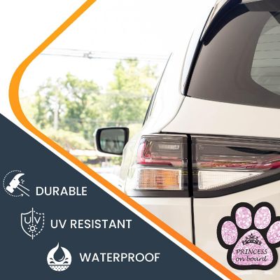 Magnet Me Up Princess on Board Pink Sparkly Pawprint Magnet Decal, 5 Inch, Heavy Duty Automotive Magnet for Car Truck SUV Image 2