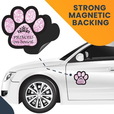 Magnet Me Up Princess on Board Pink Sparkly Pawprint Magnet Decal, 5 Inch, Heavy Duty Automotive Magnet for Car Truck SUV Image 3