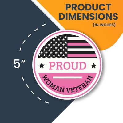 Magnet Me Up Proud Woman Veteran Military Pink Magnet Decal, 5 In, Perfect for Car, Truck, SUV Or Any Magnetic Surface, Gift, Support Women Veterans Image 1