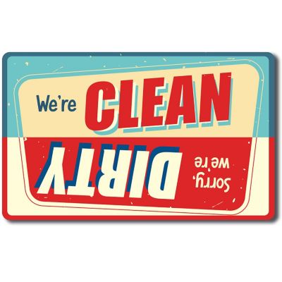 Magnet Me Up Retro Sorry We're Dirty or We're Clean Dishwasher Indicator Magnet Decal, 6x4 Inch, Heavy Duty Waterproof Kitchen Safe Magnet, Red and Blue Image 1