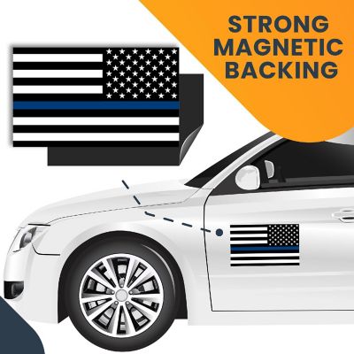 Magnet Me Up Reversed Thin Blue Line American Flag Automotive Magnet Decal, 7x12 In, for Car Truck or SUV, In Support of Police and Law Enforcement Officers Image 3