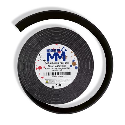 Magnet Me Up Self Adhesive Flexible Magnetic Tape, 1 inch Wide, 1/6 inch Thick, 10 ft Long Magnet Roll, Used for Crafts, DIY Projects, Organization Image 1
