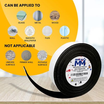 Magnet Me Up Self Adhesive Flexible Magnetic Tape, 1 inch Wide, 1/6 inch Thick, 10 ft Long Magnet Roll, Used for Crafts, DIY Projects, Organization Image 3