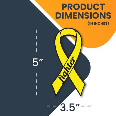 Magnet Me Up Support Bladder Cancer Fighter Yellow Ribbon Magnet Decal, 3.5x7 Inches, Heavy Duty Automotive Magnet for Car Truck SUV Image 1