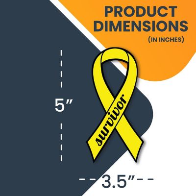 Magnet Me Up Support Bladder Cancer Survivor Yellow Ribbon Magnet Decal, 3.5x7 Inches, Heavy Duty Automotive Magnet for Car Truck SUV Image 1
