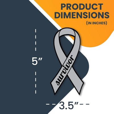 Magnet Me Up Support Brain Cancer Survivor Grey Ribbon Magnet, 3.5x7 Inches, Heavy Duty Automotive Magnet for Car Truck SUV Image 1