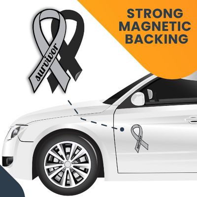 Magnet Me Up Support Brain Cancer Survivor Grey Ribbon Magnet, 3.5x7 Inches, Heavy Duty Automotive Magnet for Car Truck SUV Image 3