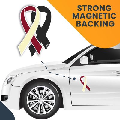 Magnet Me Up Support Head and Neck Cancer Awareness Burgundy and Ivory Ribbon Magnet Decal, 3.5x7 Inches, Heavy Duty Automotive Magnet for Car Truck SUV Image 3