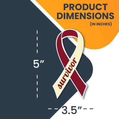 Magnet Me Up Support Head and Neck Cancer Survivor Burgundy and Ivory Ribbon Magnet Decal, 3.5x7 Inches, Heavy Duty Automotive Magnet for Car Truck SUV Image 1