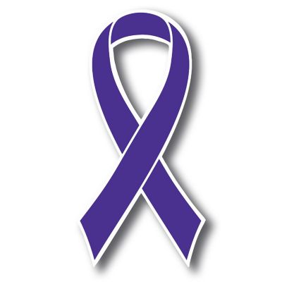 Magnet Me Up Support Hodgkins Lymphoma and Testicular Cancer Awareness Violet Ribbon Magnet Decal, 3.5x7 Inches, Heavy Duty Automotive Magnet for Car Truck SUV Image 1