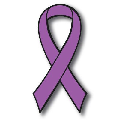Magnet Me Up Support Pancreatic and Leiomyosarcoma Cancer Awareness Purple Ribbon Magnet Decal, 3.5x7 Inches, Heavy Duty Automotive Magnet for car Truck SUV Image 1