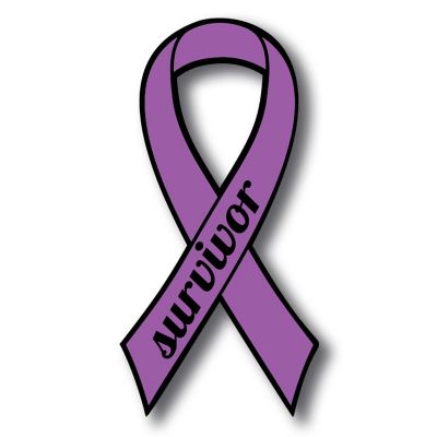 Magnet Me Up Support Pancreatic and Leiomyosarcoma Cancer Survivor Purple Ribbon Magnet Decal, 3.5x7 Inches, Heavy Duty Automotive Magnet for Car Truck SUV Image 1