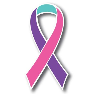 Magnet Me Up Support Thyroid Cancer Awareness Blue, Pink, and Teal Ribbon Magnet Decal, 3.5x7 Inches, Heavy Duty Automotive Magnet for Car Truck SUV Image 1