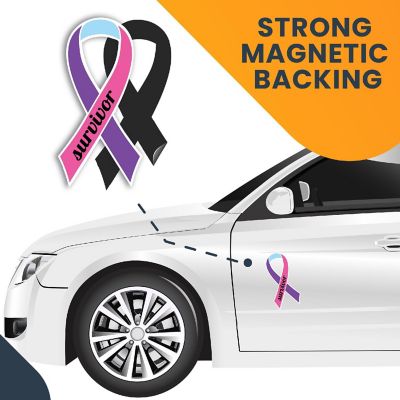 Magnet Me Up Support Thyroid Cancer Survivor Blue, Pink, and Teal Ribbon Magnet Decal, 3.5x7 Inches, Heavy Duty Automotive Magnet for Car Truck SUV Image 3