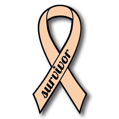 Magnet Me Up Support Uterine Cancer Survivor Peach Ribbon Magnet Decal, 3.5x7 Inches, Heavy Duty Automotive Magnet for Car Truck SUV Image 1