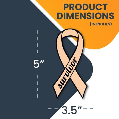 Magnet Me Up Support Uterine Cancer Survivor Peach Ribbon Magnet Decal, 3.5x7 Inches, Heavy Duty Automotive Magnet for Car Truck SUV Image 1