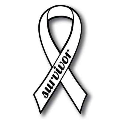 Magnet Me Up Support White Lung Cancer Survivor White Ribbon Magnet Decal, 3.5x7 Inches, Heavy Duty Automotive Magnet for Car Truck SUV Image 1
