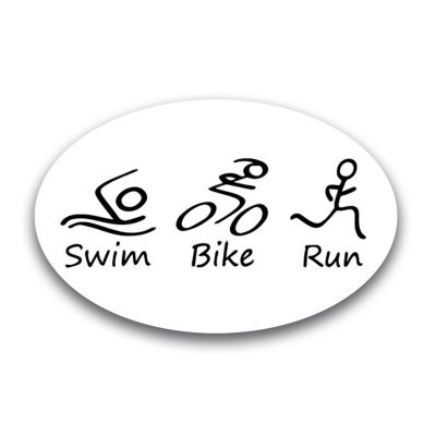 Magnet Me Up Swim Bike Run Black and White Oval Magnet Decal, 4x6 Inches, Heavy Duty Automotive Magnet for Car Truck SUV Image 1