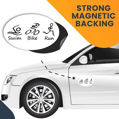 Magnet Me Up Swim Bike Run Black and White Oval Magnet Decal, 4x6 Inches, Heavy Duty Automotive Magnet for Car Truck SUV Image 3