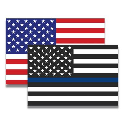 Magnet Me Up Thin Blue Line American Flag and American Flag Magnet 4x6 Inches, 2 Pack, Red, White, Blue, In Support of Police and Law Enforcement Officers Image 1