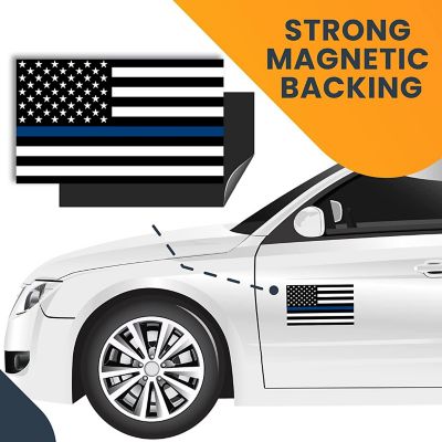Magnet Me Up Thin Blue Line American Flag Magnet Decal, 3x5 inches, 2 Pack, Automotive Magnet for Car Truck SUV, in Support of Law Enforcement Officers Image 3